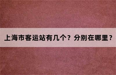 上海市客运站有几个？分别在哪里？