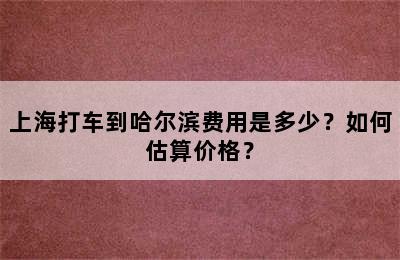 上海打车到哈尔滨费用是多少？如何估算价格？