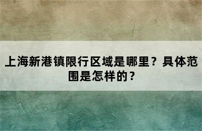上海新港镇限行区域是哪里？具体范围是怎样的？