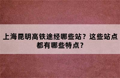 上海昆明高铁途经哪些站？这些站点都有哪些特点？