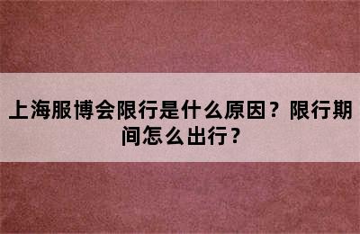 上海服博会限行是什么原因？限行期间怎么出行？