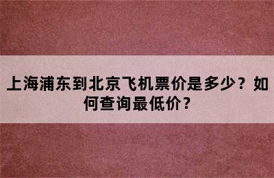 上海浦东到北京飞机票价是多少？如何查询最低价？