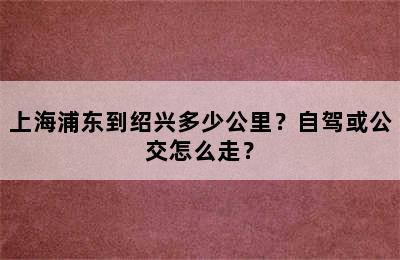 上海浦东到绍兴多少公里？自驾或公交怎么走？