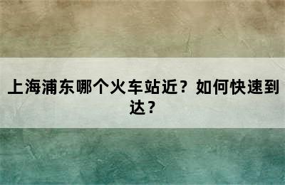 上海浦东哪个火车站近？如何快速到达？