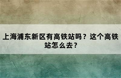 上海浦东新区有高铁站吗？这个高铁站怎么去？