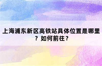 上海浦东新区高铁站具体位置是哪里？如何前往？