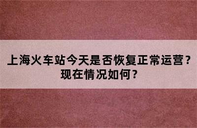 上海火车站今天是否恢复正常运营？现在情况如何？