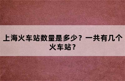上海火车站数量是多少？一共有几个火车站？