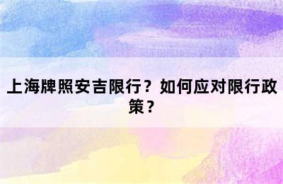 上海牌照安吉限行？如何应对限行政策？