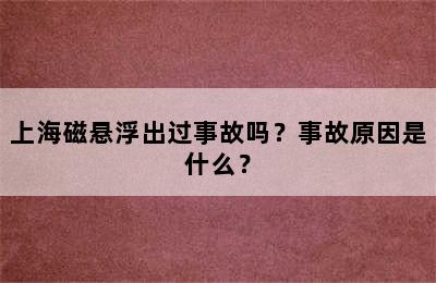 上海磁悬浮出过事故吗？事故原因是什么？
