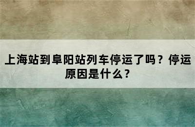 上海站到阜阳站列车停运了吗？停运原因是什么？
