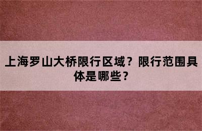上海罗山大桥限行区域？限行范围具体是哪些？