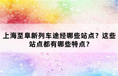 上海至阜新列车途经哪些站点？这些站点都有哪些特点？