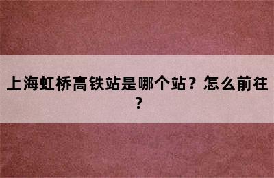 上海虹桥高铁站是哪个站？怎么前往？
