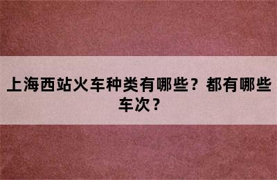 上海西站火车种类有哪些？都有哪些车次？
