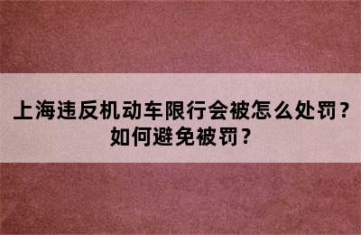 上海违反机动车限行会被怎么处罚？如何避免被罚？
