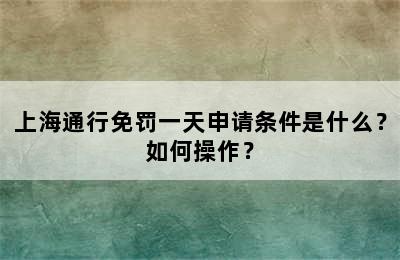 上海通行免罚一天申请条件是什么？如何操作？