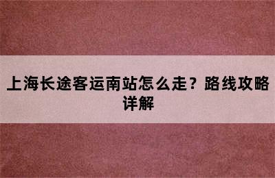 上海长途客运南站怎么走？路线攻略详解