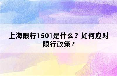 上海限行1501是什么？如何应对限行政策？