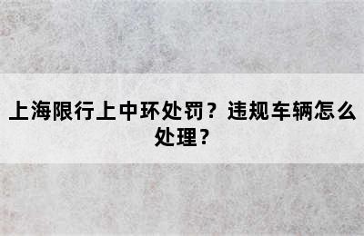 上海限行上中环处罚？违规车辆怎么处理？