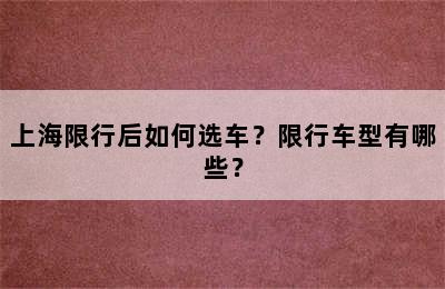 上海限行后如何选车？限行车型有哪些？
