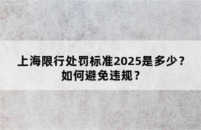 上海限行处罚标准2025是多少？如何避免违规？