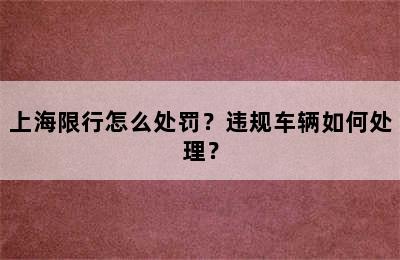 上海限行怎么处罚？违规车辆如何处理？