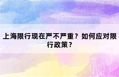 上海限行现在严不严重？如何应对限行政策？
