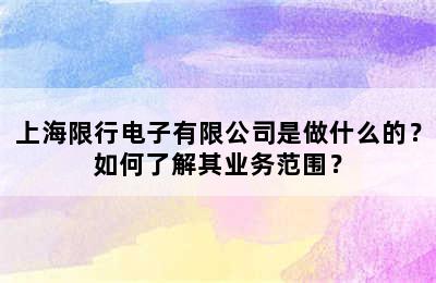 上海限行电子有限公司是做什么的？如何了解其业务范围？