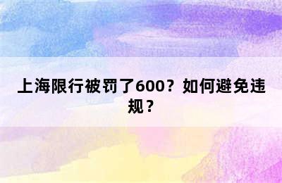 上海限行被罚了600？如何避免违规？