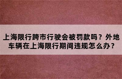 上海限行跨市行驶会被罚款吗？外地车辆在上海限行期间违规怎么办？
