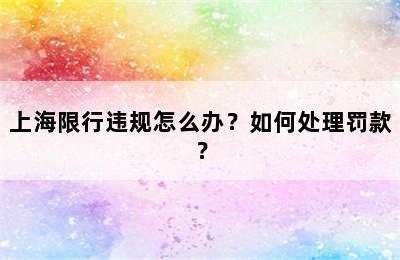 上海限行违规怎么办？如何处理罚款？