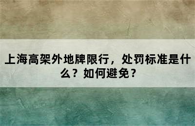 上海高架外地牌限行，处罚标准是什么？如何避免？