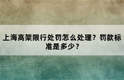 上海高架限行处罚怎么处理？罚款标准是多少？