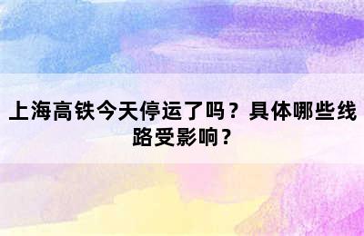 上海高铁今天停运了吗？具体哪些线路受影响？
