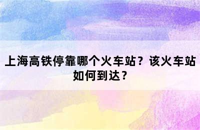 上海高铁停靠哪个火车站？该火车站如何到达？