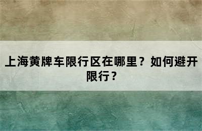 上海黄牌车限行区在哪里？如何避开限行？