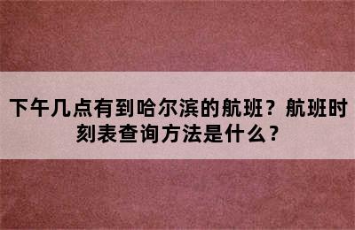 下午几点有到哈尔滨的航班？航班时刻表查询方法是什么？
