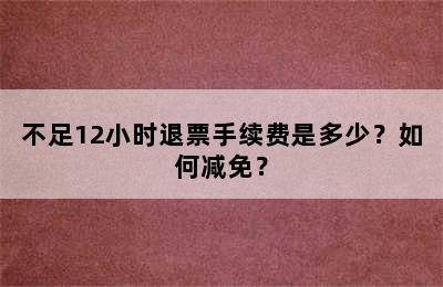 不足12小时退票手续费是多少？如何减免？