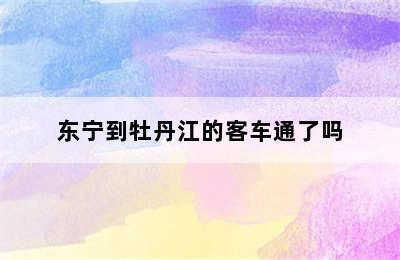 东宁到牡丹江的客车通了吗