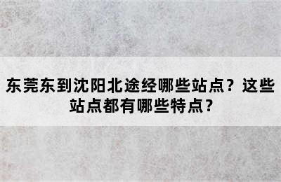 东莞东到沈阳北途经哪些站点？这些站点都有哪些特点？