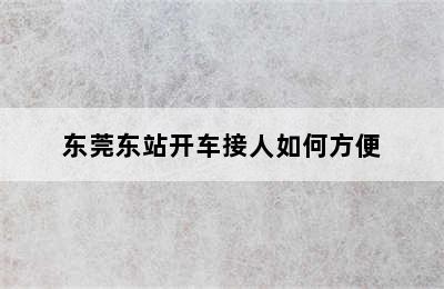 东莞东站开车接人如何方便