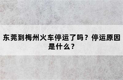 东莞到梅州火车停运了吗？停运原因是什么？
