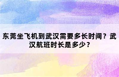 东莞坐飞机到武汉需要多长时间？武汉航班时长是多少？