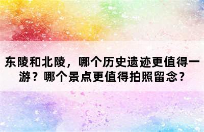 东陵和北陵，哪个历史遗迹更值得一游？哪个景点更值得拍照留念？