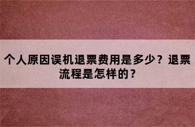 个人原因误机退票费用是多少？退票流程是怎样的？