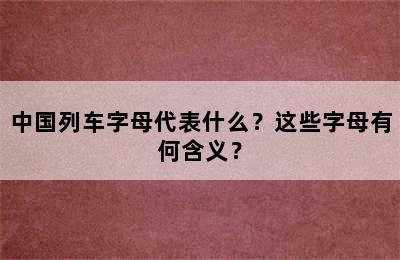 中国列车字母代表什么？这些字母有何含义？