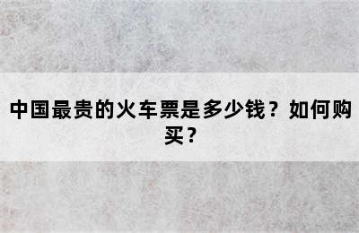 中国最贵的火车票是多少钱？如何购买？