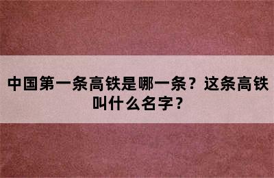 中国第一条高铁是哪一条？这条高铁叫什么名字？