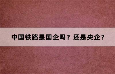 中国铁路是国企吗？还是央企？